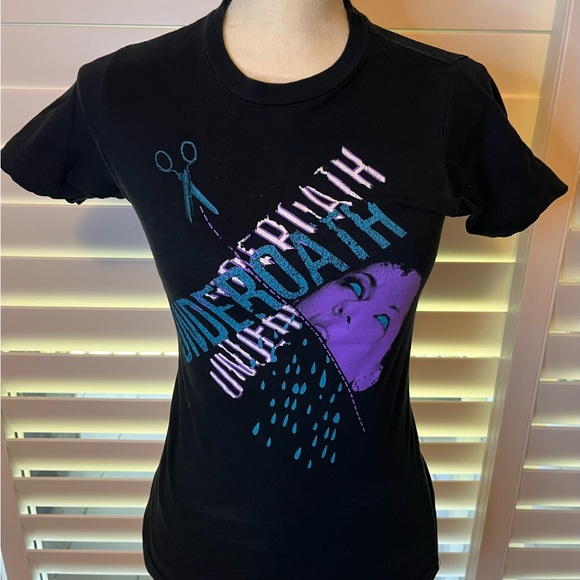 Vintage Underoarh Rock band Tultex Black T-Shirt with Purple and Blue Graphic - Picture 4 of 4